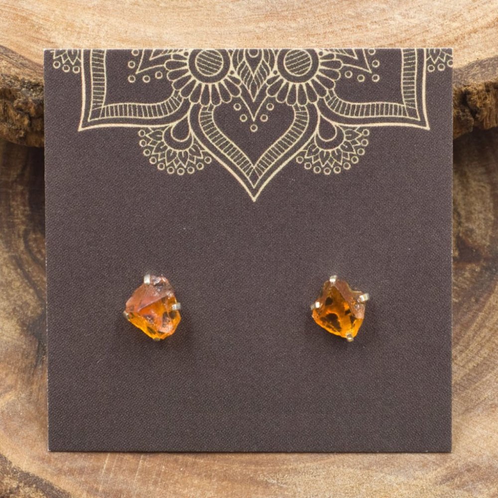 Citrine and Sterling Silver Crystal Stud Earrings - Choose the pair you want